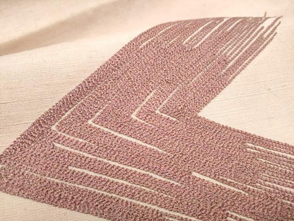平和屋着物●九寸名古屋帯　紬地　総刺繍　幾何学文様　正絹　逸品　CABG9183hy