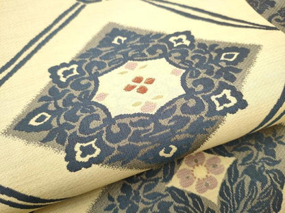 平和屋着物●九寸名古屋帯　菱花唐草文　正絹　逸品　CABG9184hy