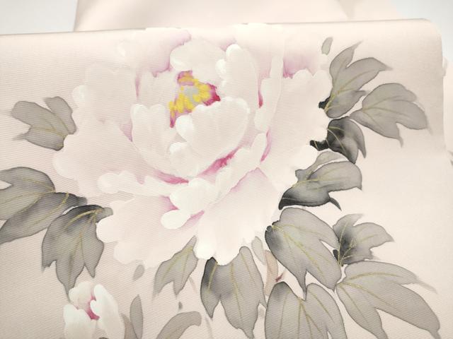 平和屋着物●染色作家　桐山紫香　手描き　塩瀬　九寸名古屋帯　牡丹　金彩　正絹　逸品　CABG9185hy