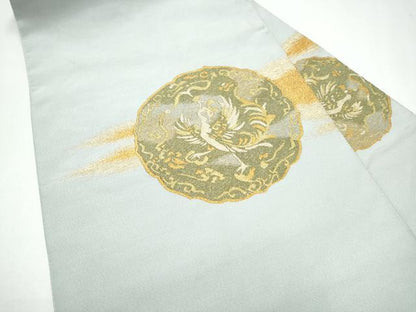 平和屋着物●爪掻き本綴れ　八寸名古屋帯　鳳凰唐草文　金糸　正絹　逸品　CABG9194hy