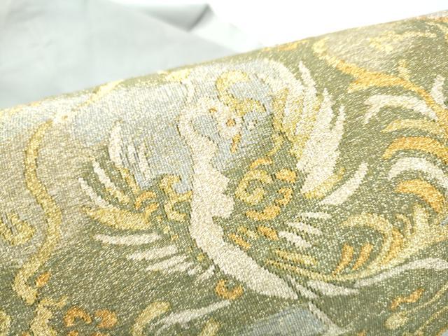 平和屋着物●爪掻き本綴れ　八寸名古屋帯　鳳凰唐草文　金糸　正絹　逸品　CABG9194hy
