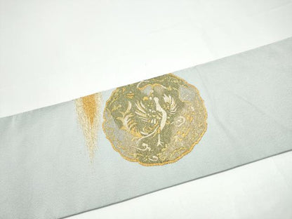 平和屋着物●爪掻き本綴れ　八寸名古屋帯　鳳凰唐草文　金糸　正絹　逸品　CABG9194hy