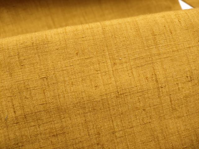 平和屋着物●九寸名古屋帯　紬地　色無地　黄朽葉色　正絹　逸品　CABG9198hy