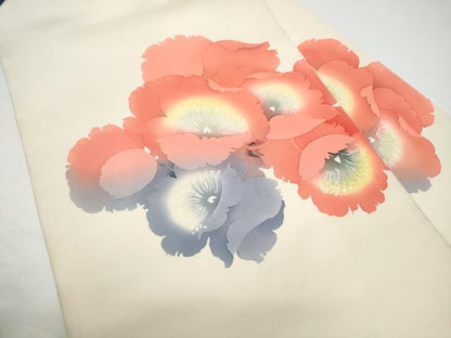 平和屋着物●塩瀬　九寸名古屋帯　作家物　ろうけつ染　舞花文　正絹　逸品　CABG9199hy