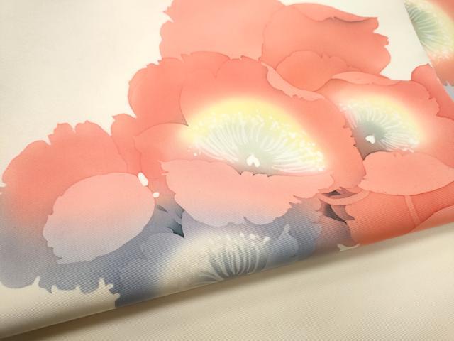 平和屋着物●塩瀬　九寸名古屋帯　作家物　ろうけつ染　舞花文　正絹　逸品　CABG9199hy