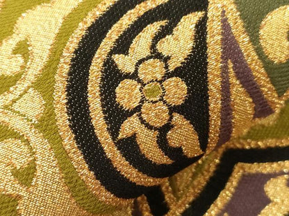 平和屋着物●本綾佐賀錦　伝統工芸品産業功労者　岡野武一郎　佐賀錦　六通柄袋帯　吉祥花文　金糸　正絹　逸品　CABG9202dy