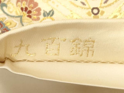 平和屋着物●六通柄袋帯　唐織　九百錦　正倉院菱紋　金糸　正絹　逸品　CABG9206dy
