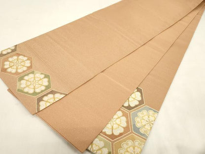 平和屋着物●爪掻き本綴れ　太鼓柄袋帯　亀甲花文　金銀糸　正絹　逸品　未使用　CABG9208dy