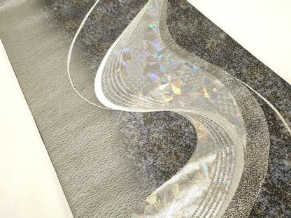 平和屋着物●太鼓柄袋帯　霞文　銀糸　正絹　逸品　CABG9211dy