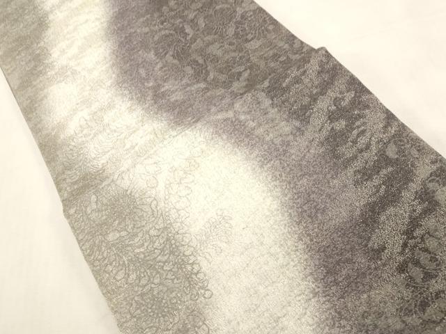 平和屋着物●両面　両方向　全通柄袋帯　霞文　銀糸　正絹　逸品　未使用　CABG9212dy