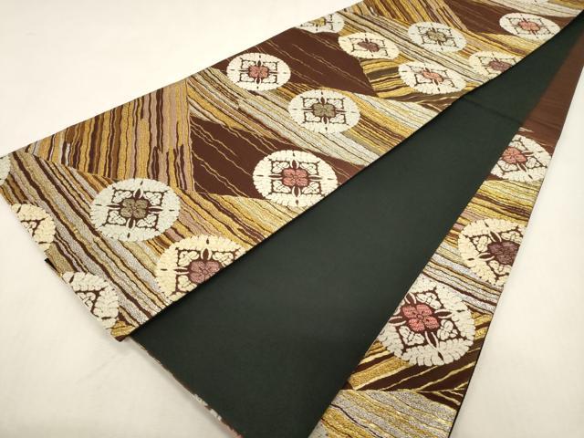 平和屋着物●六通柄袋帯　唐織　裂取波丸文　寿宝　金銀糸　正絹　逸品　CABG9217dy
