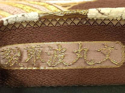 平和屋着物●六通柄袋帯　唐織　裂取波丸文　寿宝　金銀糸　正絹　逸品　CABG9217dy