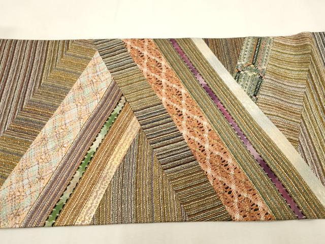 平和屋着物●両面　太鼓柄袋帯　切嵌文　金糸　正絹　逸品　CABG9222dy