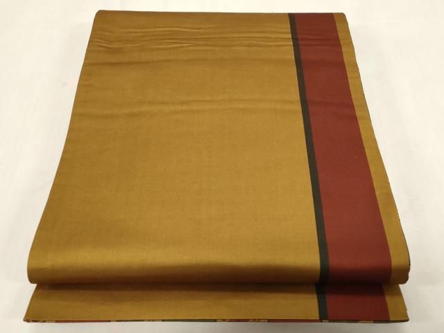 平和屋着物●両面　全通柄袋帯　格子動物花文　正絹　逸品　CABG9229dy
