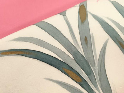 平和屋着物●塩瀬　九寸名古屋帯　手描き　アヤメ　金彩　正絹　逸品　CABG9233dy