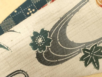 平和屋着物●九寸名古屋帯　紬地　切嵌流水花鳥文　正絹　逸品　CABG9236dy