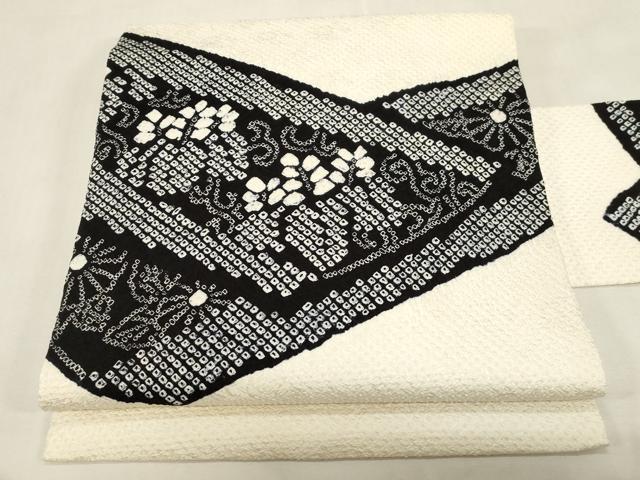 平和屋着物●九寸名古屋帯　総絞り　花唐草文　正絹　逸品　CABG9239dy