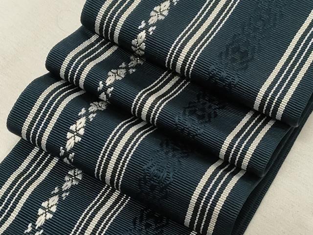 平和屋着物●男性　本場筑前博多織　角帯　献上　正絹　逸品　CABG9246dy
