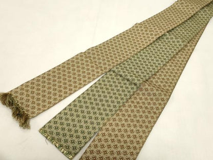 平和屋着物●男性　本場筑前博多織　両面　角帯　幾何学文　正絹　逸品　未使用　CABG9248dy