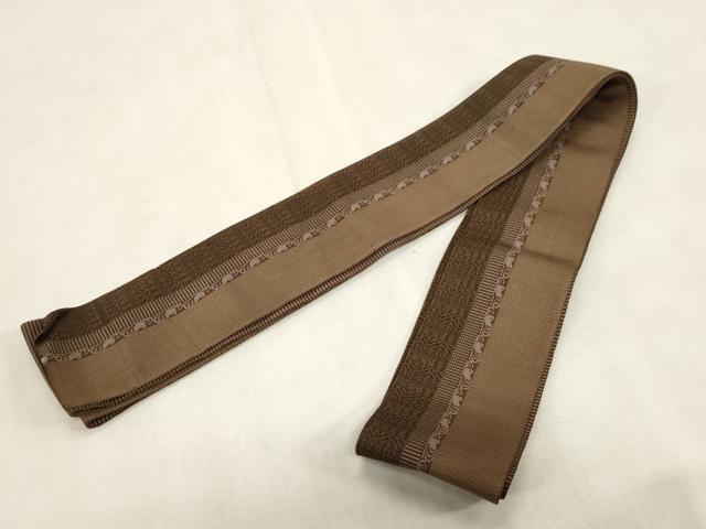 平和屋着物●男性　本場筑前博多織　角帯　流水鳥文　正絹　逸品　CABG9259dy