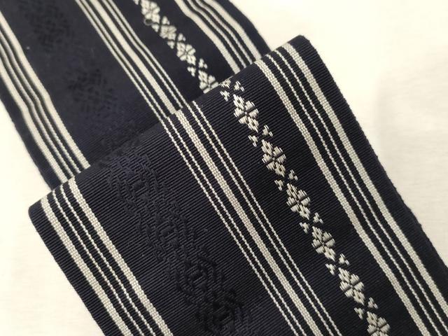 平和屋着物●男性　本場筑前博多織　角帯　献上　正絹　逸品　未使用　CABG9260dy