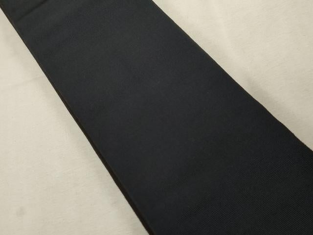 平和屋着物●男性　本場筑前博多織　両面　角帯　憲法黒茶色欠×濃紺地　正絹　逸品　CABG9262dy