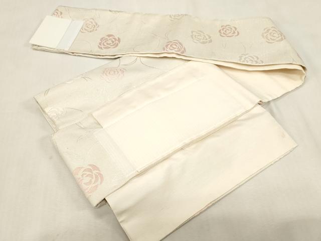 平和屋着物●ワンタッチつけ帯　草花文　銀糸　正絹　逸品　CABG9275dy