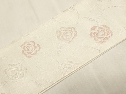 平和屋着物●ワンタッチつけ帯　草花文　銀糸　正絹　逸品　CABG9275dy
