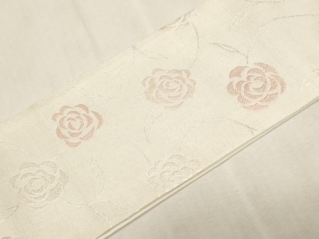 平和屋着物●ワンタッチつけ帯　草花文　銀糸　正絹　逸品　CABG9275dy