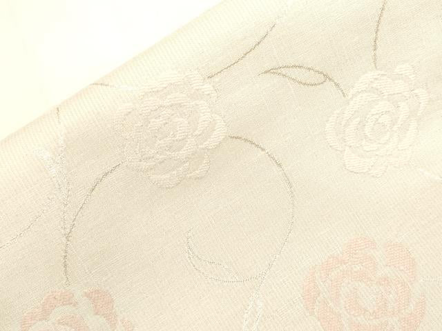 平和屋着物●ワンタッチつけ帯　草花文　銀糸　正絹　逸品　CABG9275dy