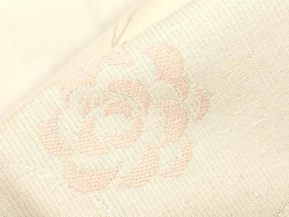 平和屋着物●ワンタッチつけ帯　草花文　銀糸　正絹　逸品　CABG9275dy
