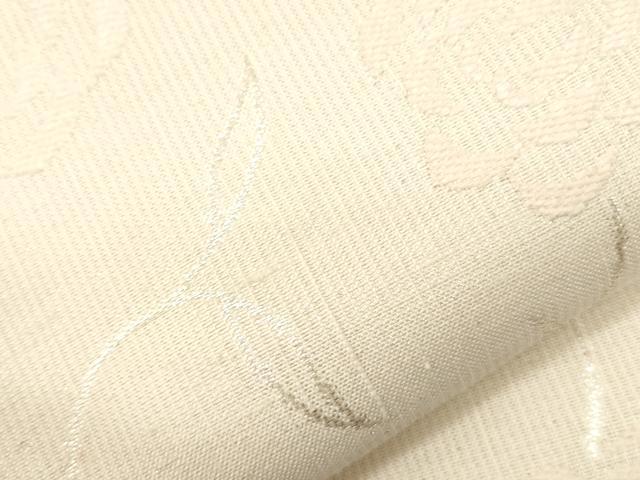 平和屋着物●ワンタッチつけ帯　草花文　銀糸　正絹　逸品　CABG9275dy