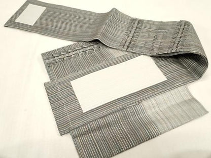 平和屋着物▽つけ帯　スリーシーズン　春夏秋　幾何学文　金銀糸　正絹　逸品　CABG9276dy