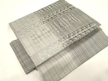 平和屋着物▽つけ帯　スリーシーズン　春夏秋　幾何学文　金銀糸　正絹　逸品　CABG9276dy