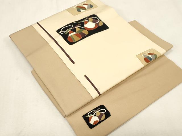 平和屋着物●塩瀬　つけ帯　成り物　金彩　正絹　逸品　CABG9278dy