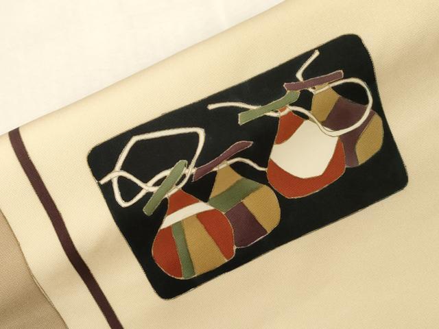 平和屋着物●塩瀬　つけ帯　成り物　金彩　正絹　逸品　CABG9278dy