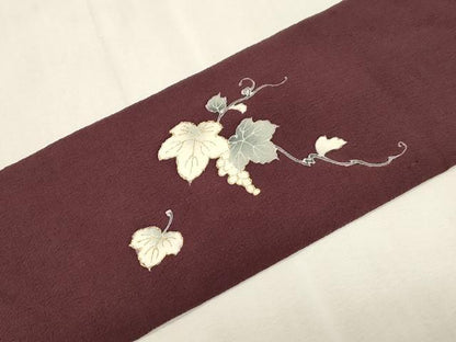 平和屋着物●つけ帯　雪輪葡萄蔦の葉文　金彩　鬼しぼ縮緬　正絹　逸品　CABG9281dy