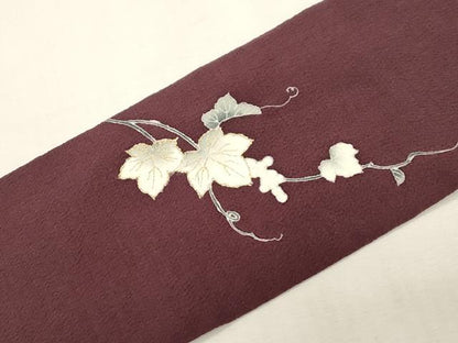 平和屋着物●つけ帯　雪輪葡萄蔦の葉文　金彩　鬼しぼ縮緬　正絹　逸品　CABG9281dy
