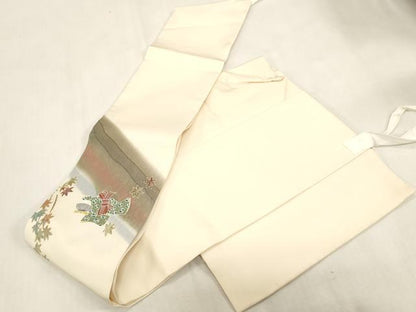 平和屋着物●塩瀬　つけ帯　友禅　人物文　正絹　逸品　CABG9282dy