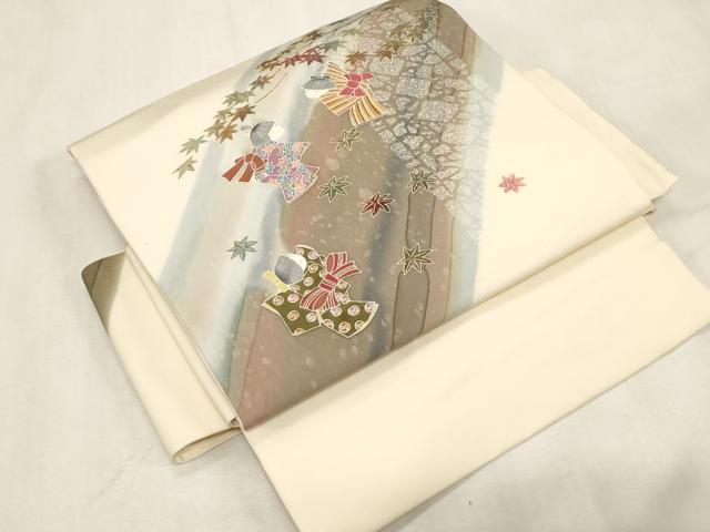 平和屋着物●塩瀬　つけ帯　友禅　人物文　正絹　逸品　CABG9282dy
