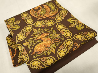 平和屋着物●塩瀬　つけ帯　動物　葡萄蔦の葉文　正絹　逸品　CABG9286dy