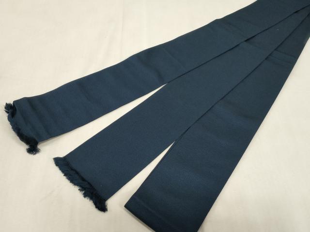 平和屋着物●男性　本場筑前博多織　角帯　濃紺地　正絹　逸品　CABG9297dy