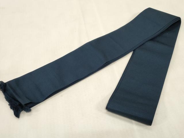 平和屋着物●男性　本場筑前博多織　角帯　濃紺地　正絹　逸品　CABG9297dy