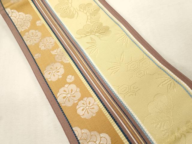 平和屋着物●本場筑前博多織　半幅帯　松竹梅　小野和也　証紙付き　正絹　逸品　CABG9313dy