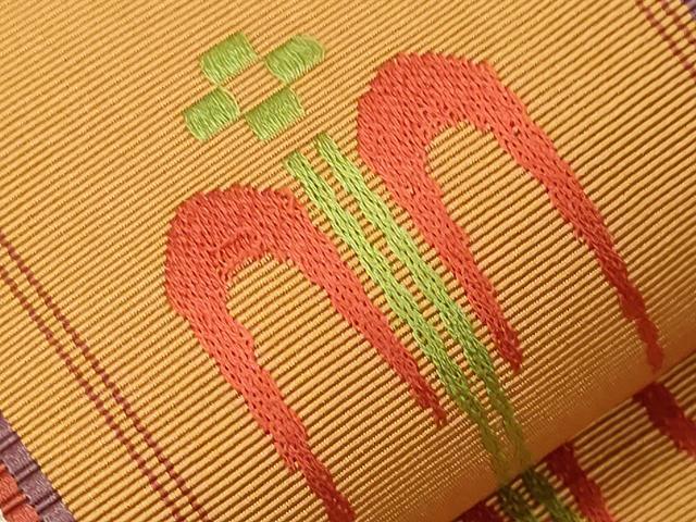 平和屋着物●本場筑前博多織　半幅帯　琉球絣間道　正絹　逸品　CABG9314dy