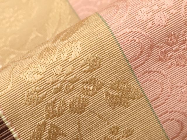 平和屋着物●本場筑前博多織　半幅帯　草花間道　正絹　逸品　CABG9315dy