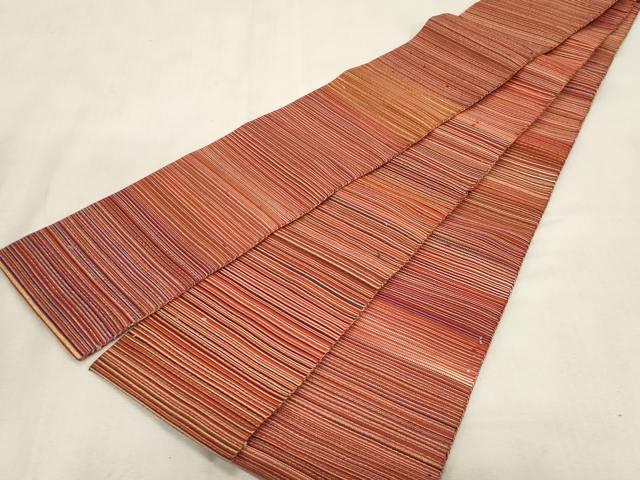平和屋着物●爪掻き本綴れ　半幅帯　横段文　銀糸　正絹　逸品　CABG9323dy