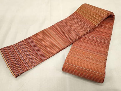 平和屋着物●爪掻き本綴れ　半幅帯　横段文　銀糸　正絹　逸品　CABG9323dy