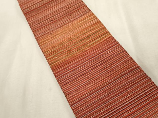 平和屋着物●爪掻き本綴れ　半幅帯　横段文　銀糸　正絹　逸品　CABG9323dy