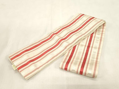 平和屋着物●本場筑前博多織　半幅帯　幾何学文　証紙付き　正絹　逸品　CABG9325dy